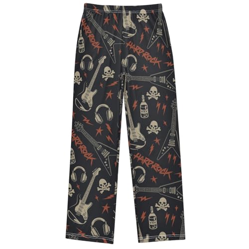 Boy's Pants Guitar Punk Music Jogger Pants Elastic Waist Long Bottoms Trousers with Pockets 6-14 Years