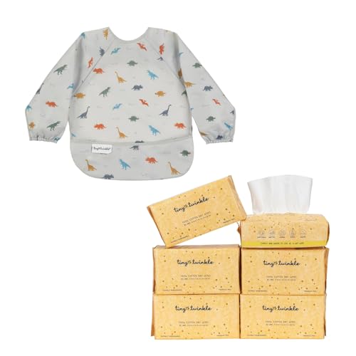 Image of Tiny Twinkle Mess-proof Full Sleeve Bib and 100% Cotton Dry Wipes