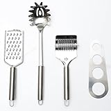 Dimensions et Avantages : Le coffret comprend 4 ustensiles en acier inoxydable, offrant robustesse et durabilité. Compact et facile à ranger, il s'intègre parfaitement dans toute cuisine