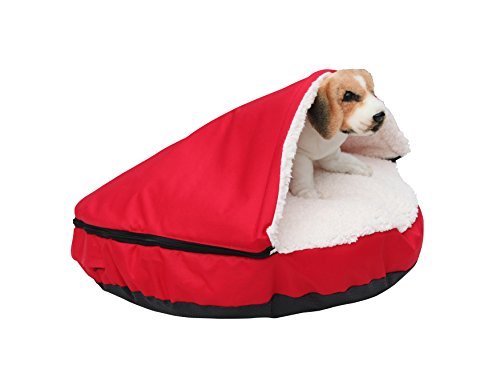 Long Rich Happycare Textiles Durable Oxford To Sherpa Pet Cave And Round Pet Bed, 25", With Removable Top And Insert #TOP3