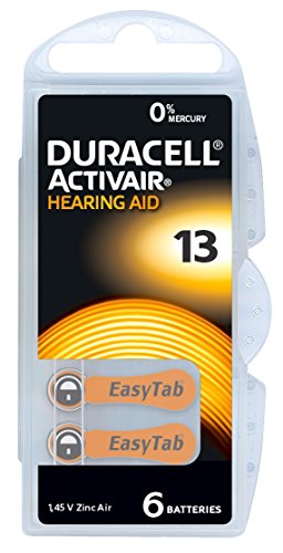 Duracell Activair size 13 Hearing Aid Battery (5 packs of six cells)