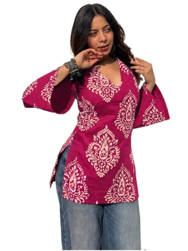Image of ANNI Designer Cotton Short Kurti for Women | Stylish Kurti | Short Kurti Top | Casual Kurta for Women | Comfortable Cotton Kurtis for Womens
