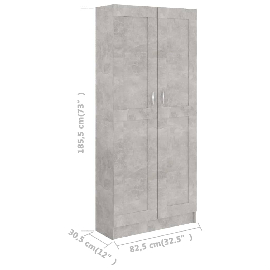 vidaXL Szafka na książki, szarość betonu, 82,5x30,5x185,5 cm, płyta