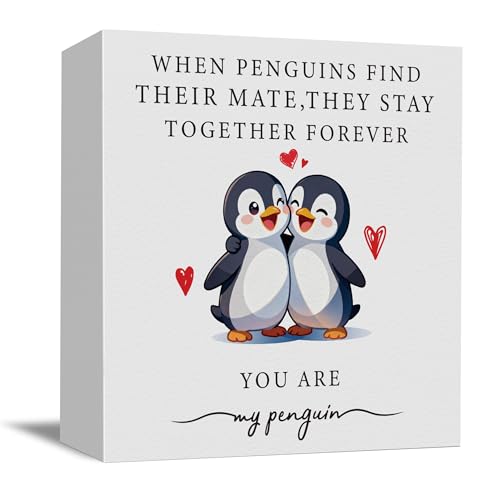 Penguin Love Wooden Sign - $6.99 with code EAXXMN95
