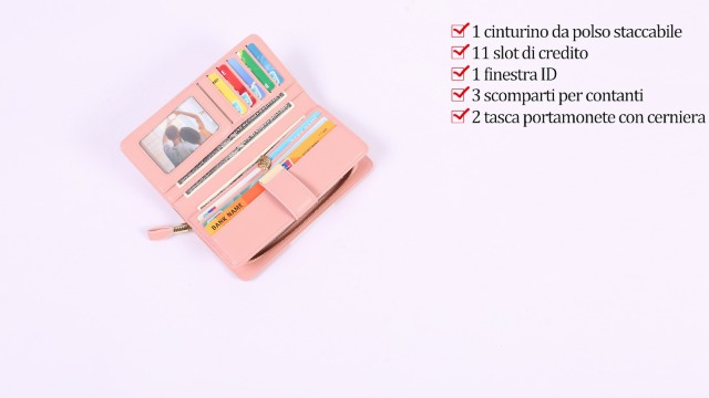 Portafoglio Donna In Pelle Con Blocco RFID GOIACII - 18 Slot Carte, Doppia Cerniera - Foto 8