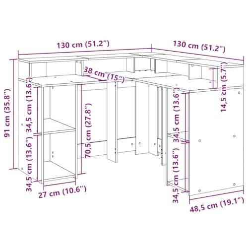 Bureau d'angle compact en chêne pour optimiser l'espace avec LED RVB