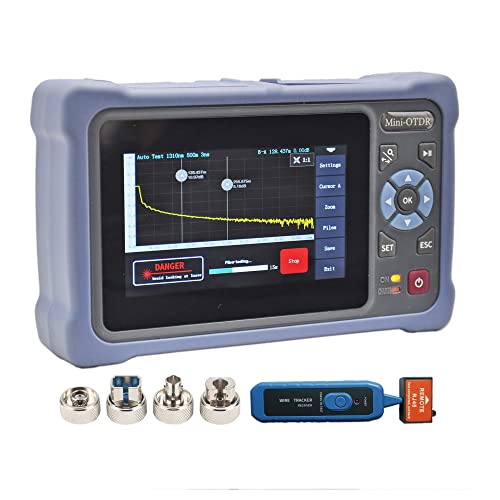 OTDR Fiber Optic Tester, 1310/1550nm 26/24dB Fiber Optic Reflectometer with 4.3-inch Touch Screen, 11-in-1 OTDR SM with VFL OPM OLS Event Map RJ45, FC/UPC SC ST LC Connectors Included