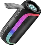 Haut-parleur Bluetooth portable, IPX6 imperméable 20W HiFi Son stéréo avec basse profonde 12H Temps de jeu BT 5.2 sans fil TWS 7 Boîte à son Color Lights pour Smartphone/Tablet/PC Appliquer à la maison/extérieur