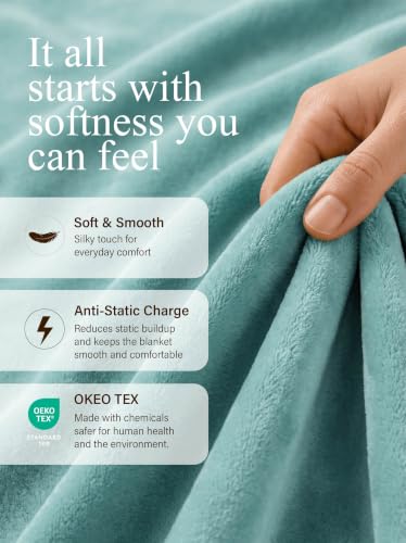 Image of Utopia Bedding Soft Fleece Bed Blanket Queen Size Celadon (90x90 Inch)