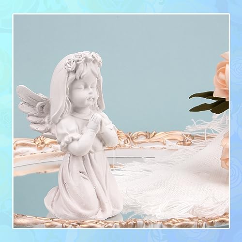 Estatua de ángel de resina blanca 4.3 pulgadas miniatura 5