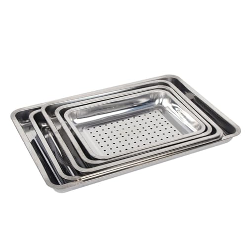 COLLBATH Fried Chicken Plates Heavy Duty Stainless Steel Rectangular Tray Drainer