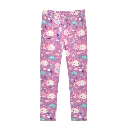 Lovely Axolotl Pattern Hawaiian Kids Baby Girls Leggings Stretch Full Length Dance Pants Gym