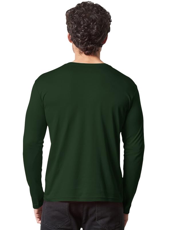 Image of LAZYCHUNKS Regular Fit Solid Super Combed Cotton Rich Henley Neck Full Sleeve Men's T-Shirt