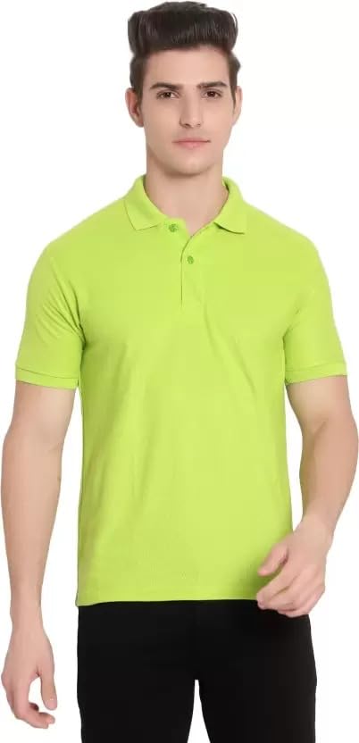 Image of KEOTI Poly Cotton(Mattey) Collar Neck Half Sleeves Tshirt for Men & Boys (Pack of 1), Plain-Regular Fit, Casual Wear, Polo Tees for Daily Use Stylish Comfortable Men's T-Shirt