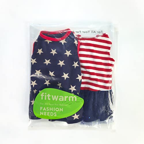 Fitwarm 2-Pack 4Th Of July Dog Tulle Dress, 100% Cotton Patriotic Dog Clothes For Small Dogs Girl, Pet Cat Outfit, Red White And Blue, Small #TOP7