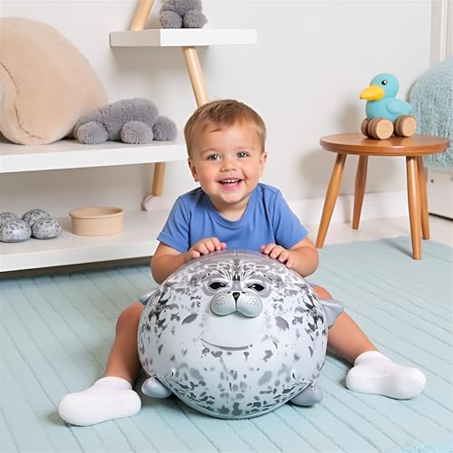 Image of Ryttir 24 Inch Fuzzy Large Seal Stuffed Animal,Soft Stuffed Seals Plush Toy Cuddly Bedroom, Funny Valentine Seal Gifts for Women Girls Boys