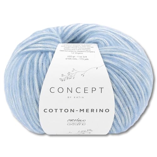 Frida's Wollhaus Concept by Katia 50 g Cotton-Merino Kettengarn Wolle Häkeln Stricken 23 Farben (131 | Hellblau) für 6,49 EUR bei amazon.de Bild: Frida's Wollhaus Concept by Katia 50 g Cotton-Merino Kettengarn Wolle Häkeln Stricken 23 Farben (131 | Hellblau) für 6,49 EUR bei amazon.de