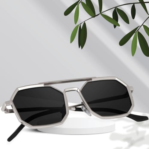 Image of Hexagon Round Sunglasses Metal Frame Stylish Goggles For Men's and Women's