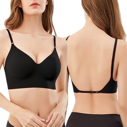 QKEPCY Reggiseno Senza Ferretto Donna Reggiseni Senza Cuciture Push Up Comodo Regolabili Base Top Corsetto (L)