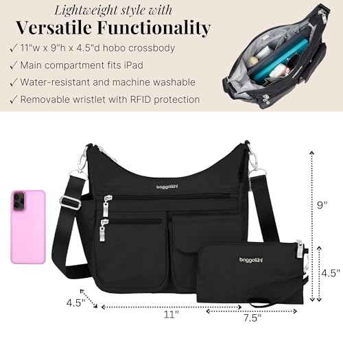 Image of Baggallini Modern Everywhere Crossbody Bag for Women 11x9x4.5 Rfid Hobo Bag