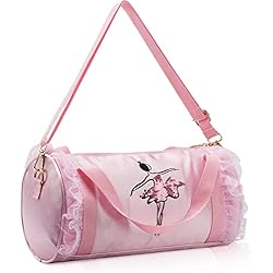 DoGeek Bolsa de ballet, bolsa de deporte, mochila de ballet, asas de transporte, bolsa de deporte, bolsa para niñas, fitness, gimnasia, tiempo libre, danza, Rosa Satén, Ballet & Dance