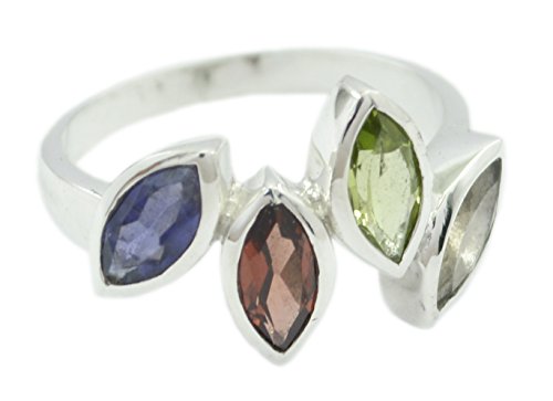 Bague en argent sterling 925 multi pierre naturelle pour femme élégante
