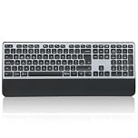 CITLLA Wireless Keyboard with Wrist Rest, Rechargeable Full Size 2.4G & Bluetooth Multi-Device Ergonomic Keyboard, 3-Level Backlit, for Computer, Laptop, Tablet, Smartphone, Office,（UK Layout）