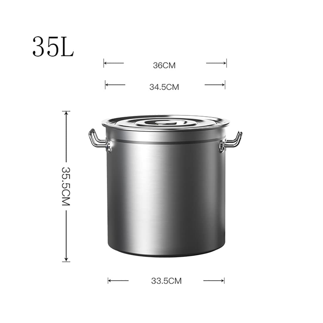 Suppentopf, 304 Lebensmittelqualität Edelstahl verdickt Haushalt runden Eimer(35 * 35cm(35L))