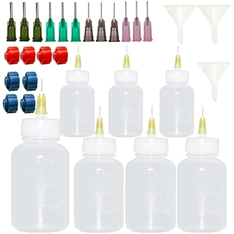 30pcs Needle Tip Glue Bottles Applicator Set, 30ml 50ml 100ml Plastic Squeeze Dropper Bottles with 8 Caps and 12 Blunt Needle Tips for Craft Art Project,Glue Applications,Paint Quilling Craft and Oil Cover