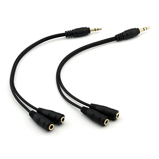 ONXE 2-Pack 3.5mm Audio Stereo Headphone Splitter Cable,Gold Plating Y Type Headset Splitter Adapter,Male to 2 Female Earphone Splitter for Apple,iPhone,LG,Samsung,Tablets,Computer (No Mic)