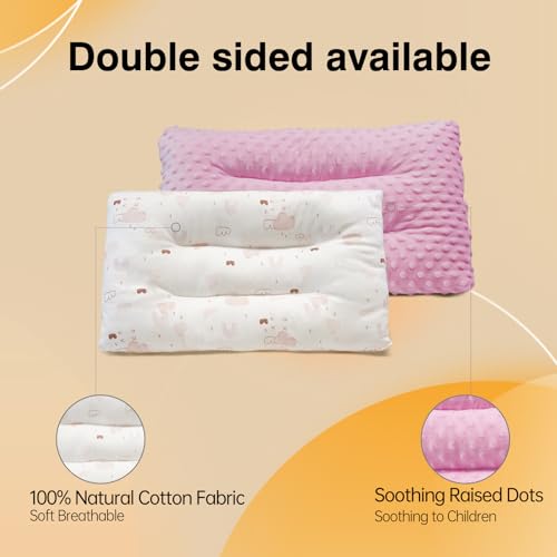 Image of 1Pc Toddler Pillow,Breathable and Skin-Friendly,Machine Washable,100% Cotton Cute Kids Pillows for Sleeping,Kids Sleeping Pillow for 2-6 Year Old,19X11inches