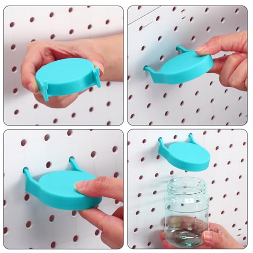 Image of Unittype 20 Set Pegboard Organizer Accessories Peg Boards Jars with Lids Plastic Pegboards Bins Storage Containers Clear Peg Board Wall Organizer for Garage Sewing Office Home Supplies(Turquoise)