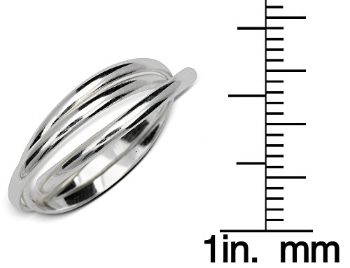 JewelryWeb - 925 Sterling Silver Unisex 6mm Polished Intertwining Rolling Ring - size 4-14 - Russian Wedding Bands for Women Men2