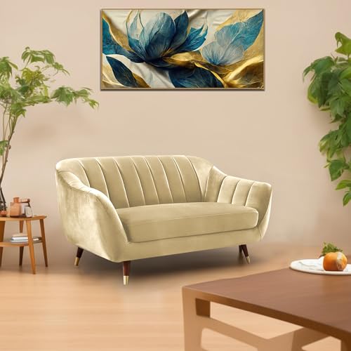Image of Casaliving Anyse 2 Seater Sofa Set for Living Room (Cream Fabric) Premium Fabric Sofa