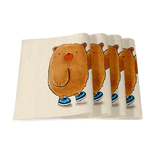 Sets de table lin ourson basket lavables pour table propre - 2