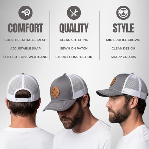 Image of LINDO Trucker Hat [ GO Outdoors Design ] for Men and Women: Mid Profile Cap with Breathable Mesh Back and Adjustable Snap