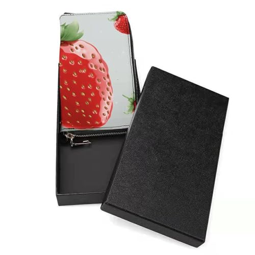 Lovely Strawberry Ladies' Leather Wallet With Hand Strap Slim Vertical Purse Wallets Card Case Long Zip Around Long Wallet Credit Cards Holder Phone Clutch3