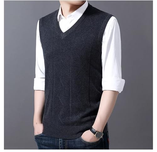 UIOKLMJH Men V-Neck Knitted Sweater Vest Solid Color Sleeveless Autumn Winter Thermal Layering Business Outfits3