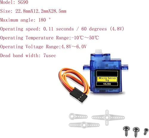 Image of REES52 2X Pcs SG90 Micro Servo Motor Mini Servo SG90 9g Servo Kit for RC Helicopter Airplane Car Boat Robot Arm /Hand /Walking /Servo Door Lock Control with Cable