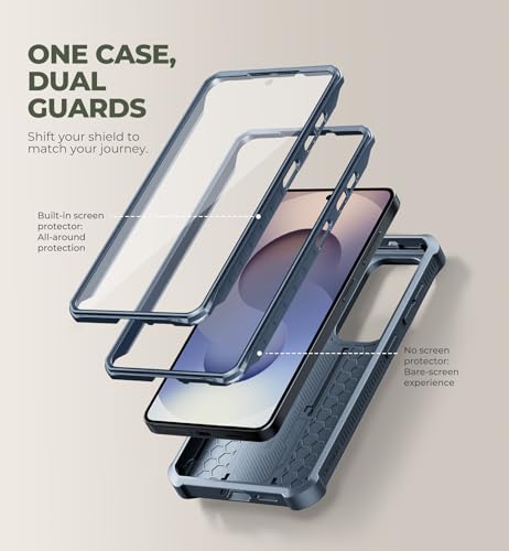 Image of Dexnor for Samsung Galaxy S26 Case with Upgraded Slide Camera Cover & 2 Front Frames & Built-in Screen Protector & Kickstand, Heavy-Duty Rugged Case Full-Body Protective Cover(2026),6.3 inch,Navy Blue