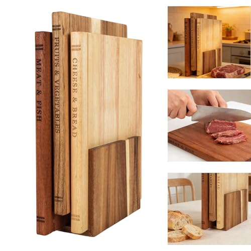 Set de 3 Tablas de Cortar con Soporte de Madera de Acacia miniatura 1