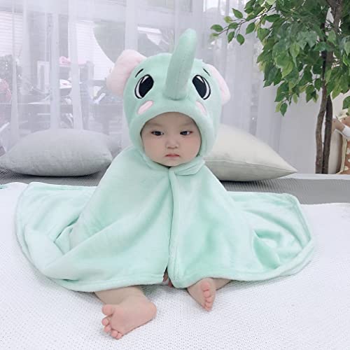 Image of TONWHAR 0-4 Years Toddlers' And Kids' Boys Girls Animal Face Hooded Blanket Baby's Bathrobe,Plush After Bath Blanket (Elephant)