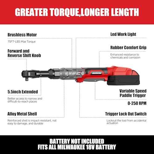 ADOTOCAM Cordless Ratchet for Milwaukee