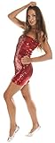 Größe 36 - 42 The Turkish Emporium Bandeaukleid Kleid Minikleid Pailetten Glitzer COCKTAILKLEID Sexy (Rot)