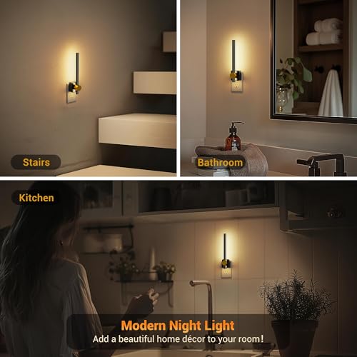Image of JandCase Night Lights Plug into Wall,0-200LM Dimmable LED Nightlights, 2 Pack Soft White 3000K Vanity Night Light With Auto Light Sensor for Bathroom Dressing Room