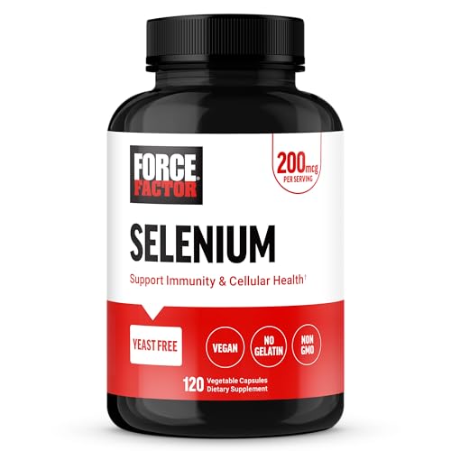 Force Factor Selenium Immune Support Supplement, Selenium 200mcg Capsules to Support Immune Defense, Immunity Supplement, Vegan, Non-GMO, 120 Capsules