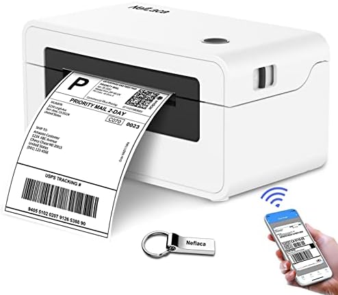 NefLaca Bluetooth Thermal Label Printer,High Speed 4×6 USB Shipping Label Printer Commercial Direct Thermal Label Maker Bluetooth Support Windows Ipad iPhone Android Smart Phone(White-Bluetooth)