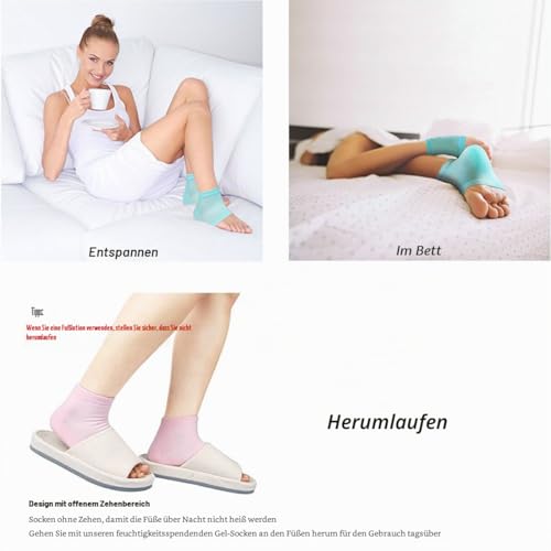 3 Paar Gel Fersen Socken,Feuchtigkeitsspendende Socken Weiche Lüften Gel Ferse Socken Offene Zehensocken für Trockene Harte Gerissene Haut Befeuchtende Tagesnachtpflege Haut