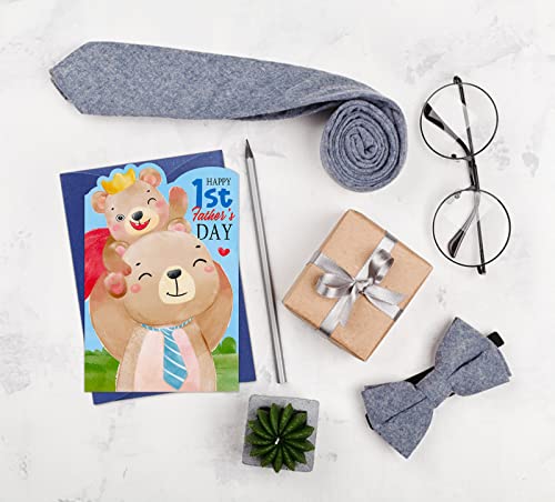 WaaHome Happy First Fathers Day Card for New Dad from Daughter Son, First Fathers Day Gift Card for First Time, Expectant Dad Daddy to Be from Baby with Envelope — view 6
