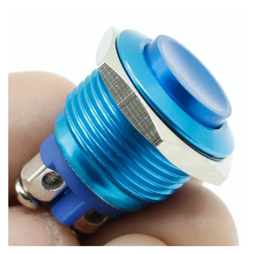 Interrupteur bouton poussoir 16mm bleu en aluminium pour commande électrique